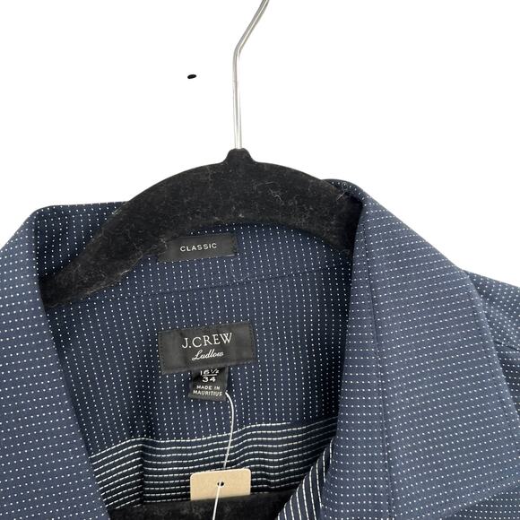 J. Crew Ludlow Stretch Two-Ply Easy-Care Cotton Dress Shirt‎ Dot Blue 16.5 34 - Picture 2 of 7
